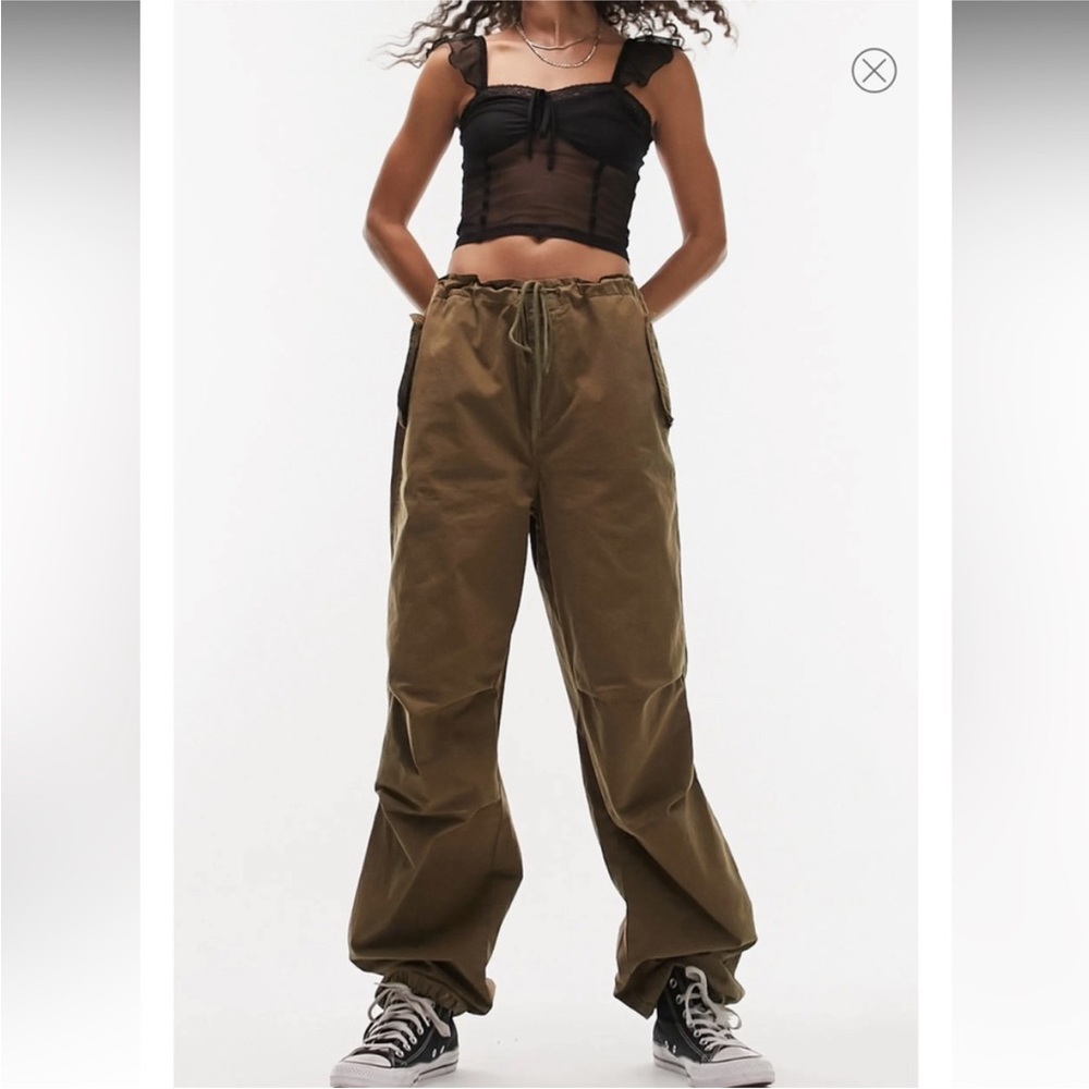 Topshop Oversize Parachute Cotton Cargo Pants